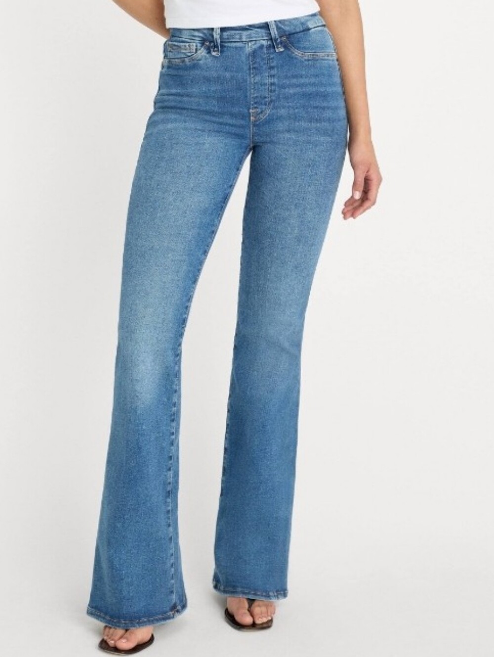 Good American power stretch pull-on flare jeans Size 5/2x Blue